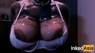 INKED ASIA - OILING MASSIVE NATURAL PORN TITS