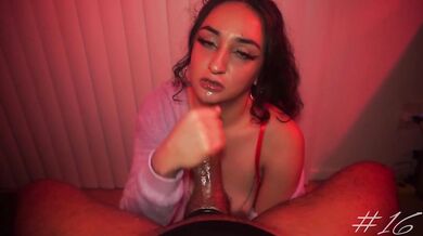 Cheating Latina wife gives a deep blowjob, takes a massive facial & titty-fucks
