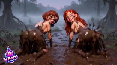 Velma and Daphne taking a mud bath