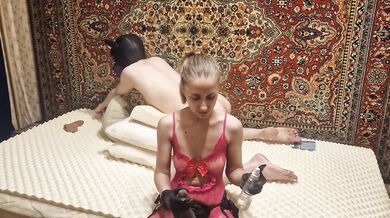 Dominatrix girl Anastasia Mistress without mercy fucked strapon her slave man Sasha Earth