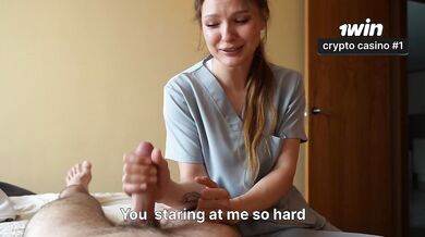 Physiotherapist making me happy end massage for an extra bonus. Part 1