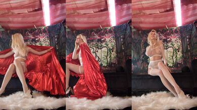 BTS MM Photoshoot The Red Cape N Lingerie Posing