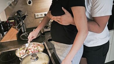 I Fucked BIG TITS MILF while she cooks me food!