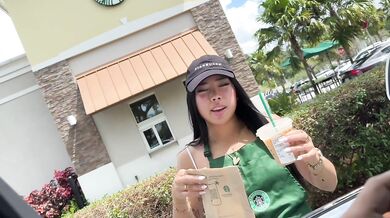 19 Year Old Starbucks Employee Gets Fucked In My RR | Car fuck | Vivienne Voo | Teddy Tarantino