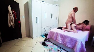 Wife waits for her husband while masturbating and they go to the bedroom to make love.