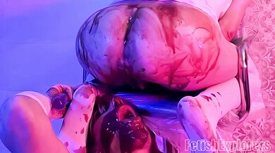 Sissy Drinks My Chocolate Enema Straight from Ass – Extreme Messy Release