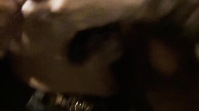 Teasing my husband with completely sheer blouse over a glass ow wine in outdoor bar and lifting my blouse up exposing boobs