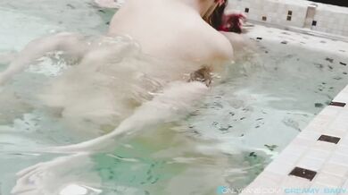 Huge Cumshot on my Face & Mouth after fucking stepbro on hotel's pool!