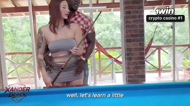 Busty Latina with a huge ass fucks a BBC on the pool table - Devil Khloe