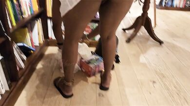 UPSKIRT No PANTIES in a Public LIBRARY - People Watching