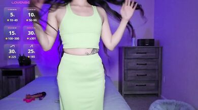 Exotic Asian Goddess Teases you in Sexy Green Outfit | All Natural Petite Asian with Small Tits and Long Hair ft. Alicia Hebi