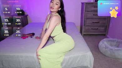 Exotic Asian Goddess Teases you in Sexy Green Outfit | All Natural Petite Asian with Small Tits and Long Hair ft. Alicia Hebi