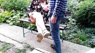 My stepmother asked me to cum on her bare feet