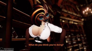 Librarian uses her tits to stroke fat cock // VRChat ERP Titjob