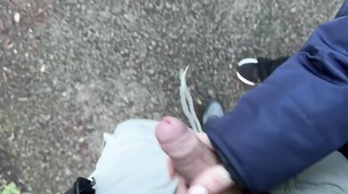 We Almost Got Caught On Our Walk TWICE. Risky handjob turns into blowjob and cum in mouth
