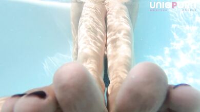 Black Toenails Underwater Footjob Then Sauna Tease