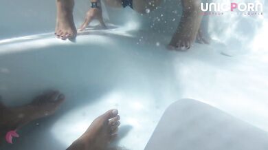 Black Toenails Underwater Footjob Then Sauna Tease