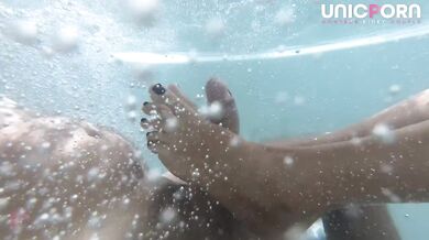 Black Toenails Underwater Footjob Then Sauna Tease
