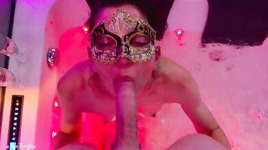 18 sexy girl neighbor sucks big cock and swallows sperm in jacuzzi
