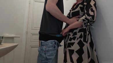 We sneaked out of the party for a risky bathroom quickie My high heels and thong went flying!