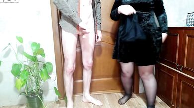 Mature insatiable stepmother in stockings