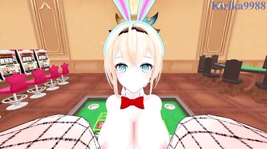 Kazama Iroha (Bunny Girl) and I have intense sex in the casino. - Hololive VTuber POV Hentai