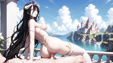 Albedo pov blowjob and hard anal creampie