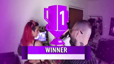 Two young women play video games and then have strapon sex