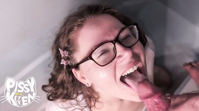 Too much cum for one little face! — Amateur deepthroat+facial compilation