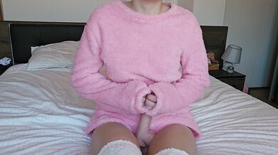 JOI on a dildo in fleece outfit
