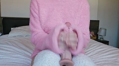JOI on a dildo in fleece outfit