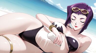 Faye Valentine Sunbathing Turns Into Beach Sex. Faye Valentine Hentai Cosplay