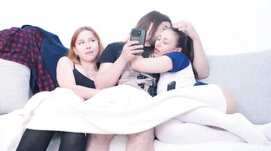 Step sister won't let her Step bro and his gf watch Netflix — Surprise Threesome
