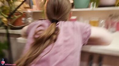 Fucking my pretty wife while cooking | Doggystyle Standing Cooking Sex with Creampie and No Condoms Hope she Won't Get Pregnant