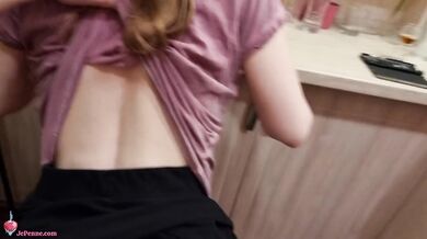 Fucking my pretty wife while cooking | Doggystyle Standing Cooking Sex with Creampie and No Condoms Hope she Won't Get Pregnant
