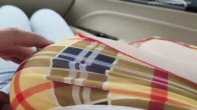 Perfect Big Tits Play in the Car