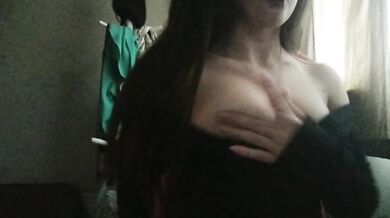 Cute and hot fairy bliss masturbating and touching her big natural boobs while making ahegao and moaning until she cum