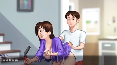Summertime saga : MADRASTRA LIMPIA LA SALA CON MI POLLA EN SU CULO