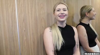 A Good French Blonde Stuck And Fucked In An Elevator And EVEN In A Parking Lot In Anal !!!