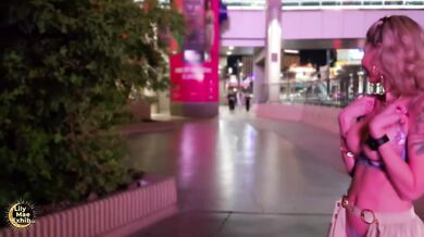 Sexy Babe Wears Sheer Lingerie on the Las Vegas Strip
