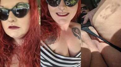 Sexy BBW MILF fucks herself in the car
