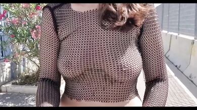 public flashing of tits in the city center