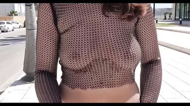 public flashing of tits in the city center