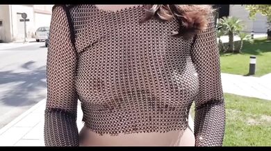 public flashing of tits in the city center