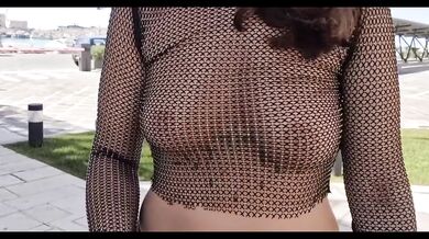 public flashing of tits in the city center