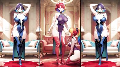 Hot anime girl gets her cum-soaked boots licked clean.