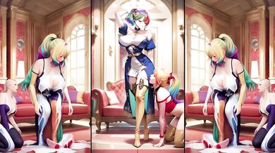 Hot anime girl gets her cum-soaked boots licked clean.