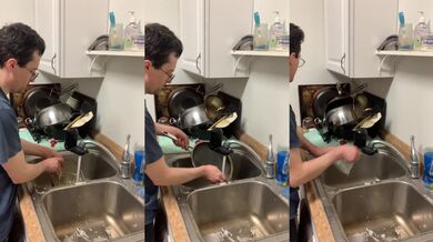 Your husband finds more dishes and does them without you asking