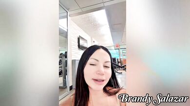 Wild Squirting Solo in a Public Gym and Cumming Outdoors - Brandy Salazar