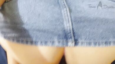 I couldn't resist fucking her when I saw her in her denim miniskirt